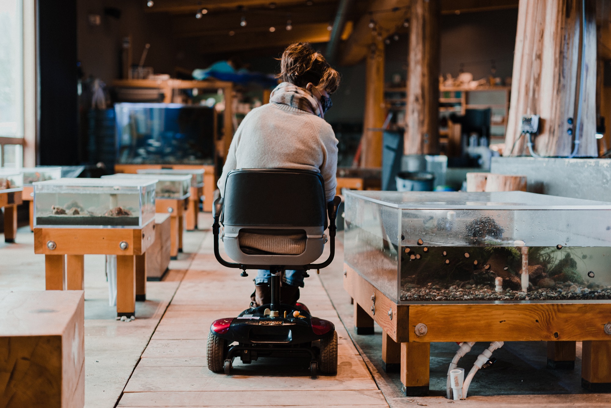 Woman in a wheelchair at the Ucluelet Aquarium | Lexa Bergen